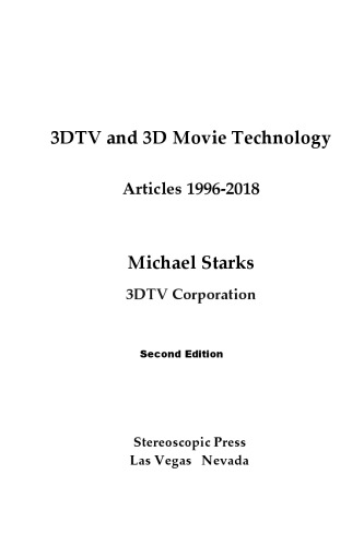 3DTV and 3D Movie Technology  Articles 1996-2018 2nd