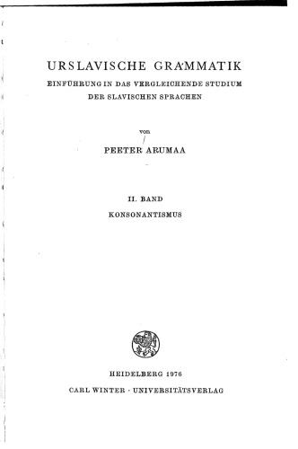 Urslavische Grammatik II. Konsonantismus