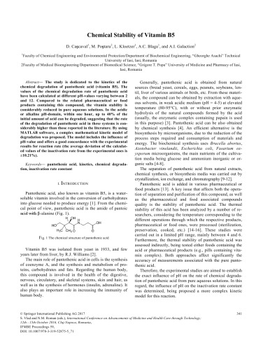 Chemical stability of vitamin B5 pantothenic acid