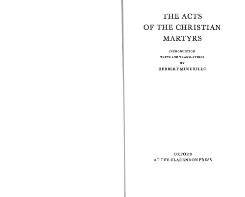 The Acts of the Christian Martyrs