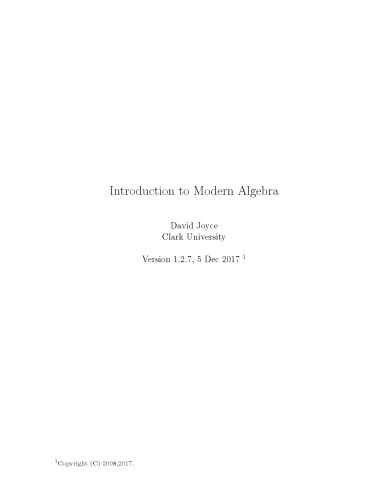 Introduction to Modern Algebra [lecture notes]