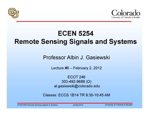 A J Gasiewski remote sensing course notes lecture6