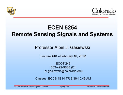 A J Gasiewski remote sensing course notes lecture10