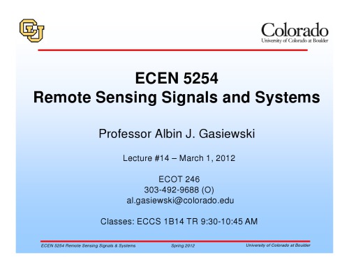 A J Gasiewski remote sensing course notes lecture14