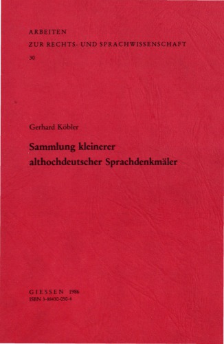 Sammlung kleinerer althochdeutscher Sprachdenkmäler