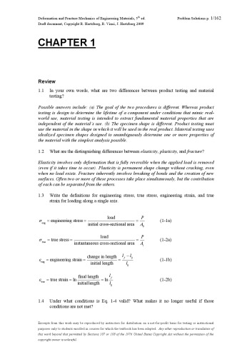 Deformation and Fracture Mechanics of Engineering Materials Solution Manual