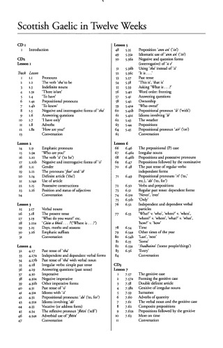 Scottish Gaelic in Twelve Weeks CD Index