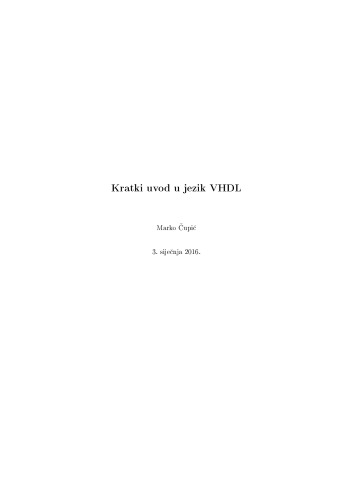 Kratki uvod u jezik VHDL