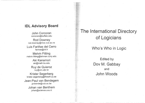 The International Directory of Logicians (Who’s Who in Logic)