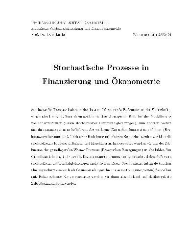 Stochastische Prozesse in der Oekonomie 001