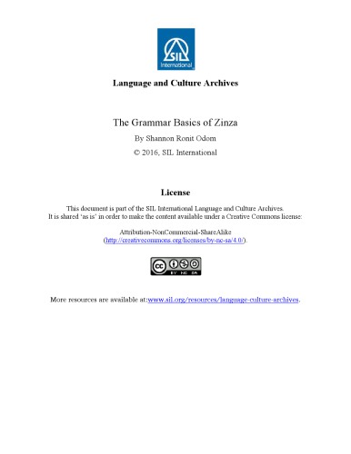 The Grammar Basics of Zinza