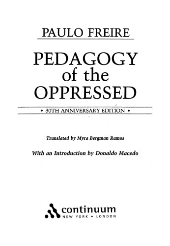 Pedagogy of the Oppressed, 30th Anniversary Edition