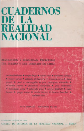 Cuadernos de la Realidad Nacional. Revolucion y Legalidad: Problemas del Estado y del Derecho en Chile