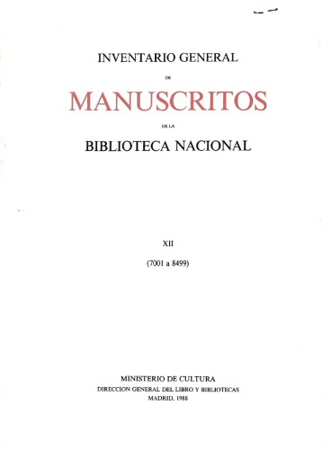 Inventario general de los manuscritos de la Biblioteca nacional