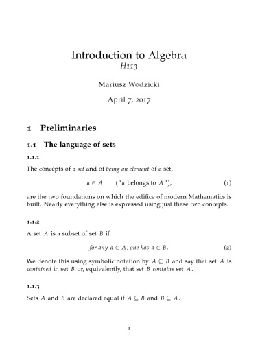 Introduction to Algebra