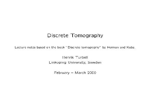 Discrete Tomography