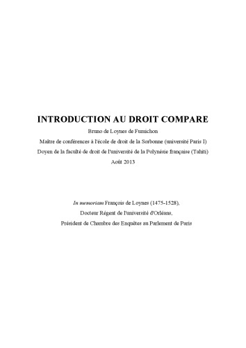 Introduction au droit compare