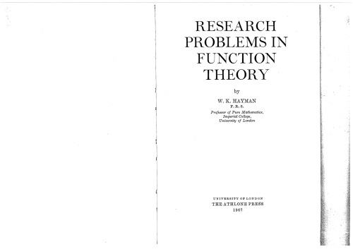 Research problems in function theory