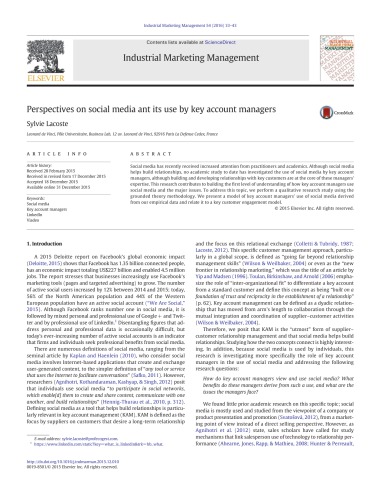 Perspectives on social media ant its use by key account managers