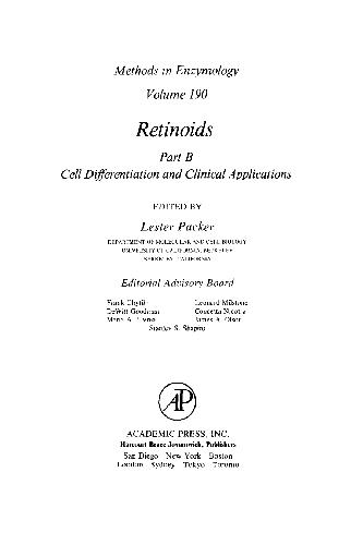 Retinoids: Cell Differentiation and Clinical Applications  Part B