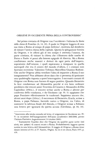 Origene in Occidente prima della controversia. - 2006 - Augustinianum 46 (1):25-34. Origen of Alexandria