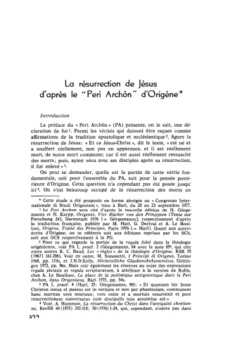 La résurrection de Jésus d’après le “Perì Archôn” d’Origène. - 1978 - Augustinianum 18 (2):279-309, Origen of Alexandria