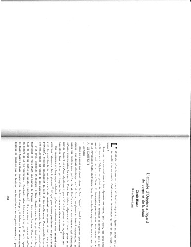 L’attitude d’Origène à l’égard du corps et de la chair.” Studia Patristica 17 (1986): 843–58. Origen of Alexandria