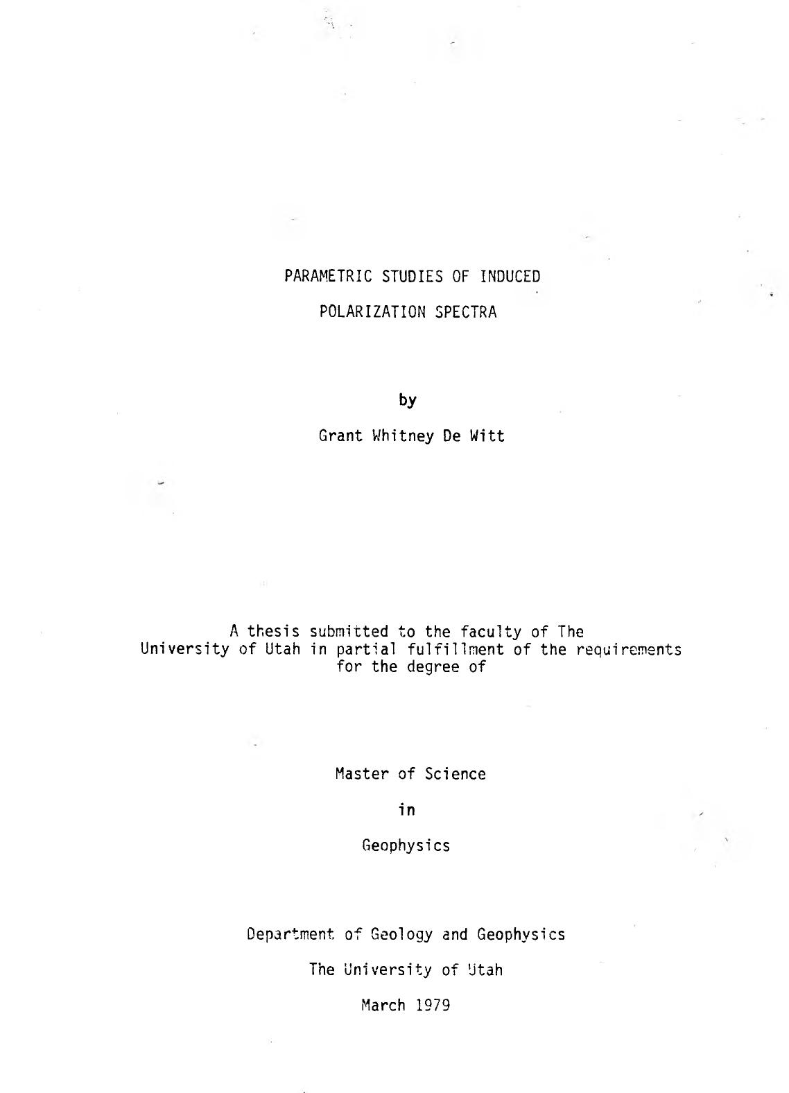 Parametric Studies of Induced Polarization Spectra