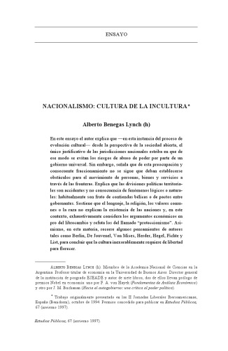 Nacionalismo : cultura de la incultura