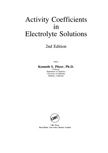 Activity coefficients in electrolyte solutions