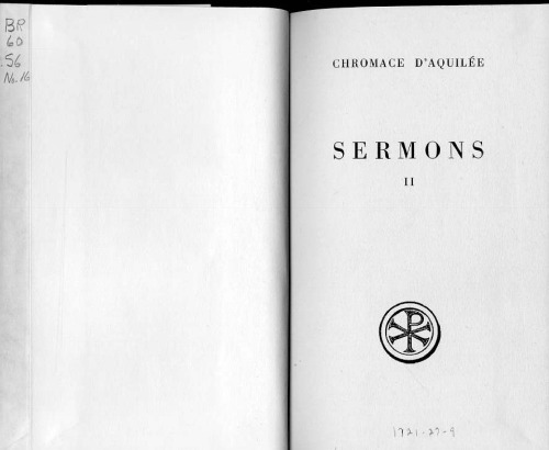 Chromace d’Aquilée : Sermons 18-41, tome II.