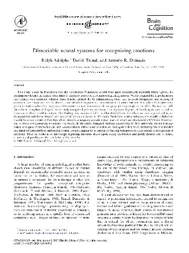 Dissociable neural systems for recognizing emotions