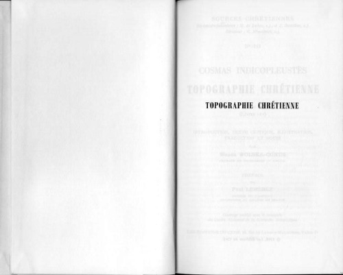 Topographie chrétienne, Introduction et Livres I-IV, tome I