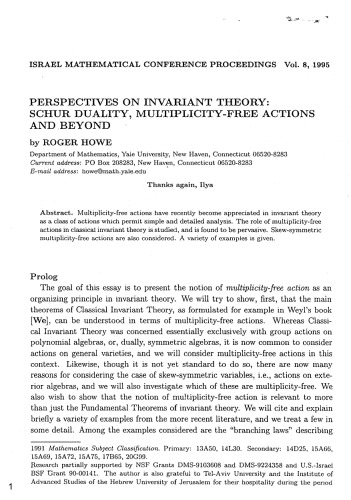 Perspectives on invariant theory: Schur duality, multiplicity-free actions, and beyond