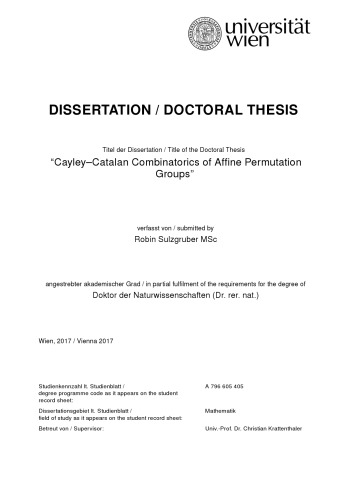 Cayley-Catalan Combinatorics of Affine Permutation Groups [PhD thesis]