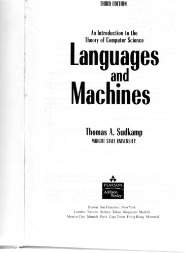 Languages and Machines: An Introduction to the Theory of Computer Science