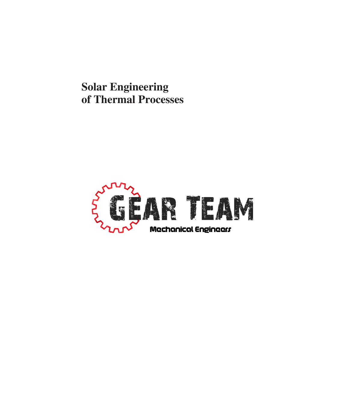 Solar Engineering of Thermal Processes