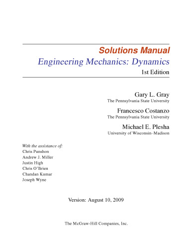 Engineering Mechanics: Dynamics, Solutions