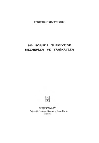 100 soruda Türkiye’de mezhepler ve tarikatler