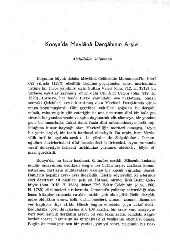 Konya’da Mevlânâ Dergâhının Arşivi