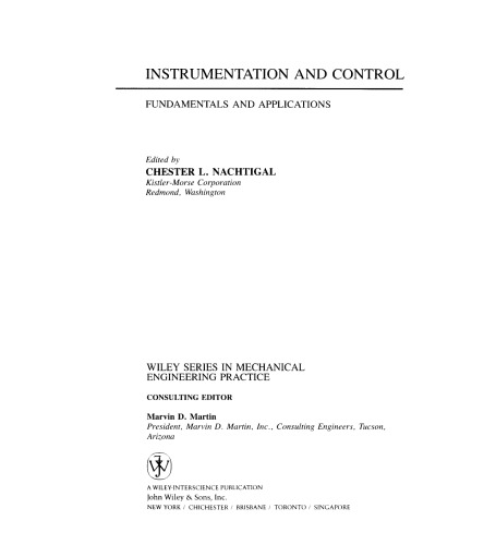 Instrumentation and Control: Fundamentals and Applications