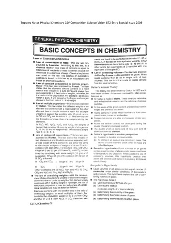 Toppers Notes Physical Chemistry CSV Competition Science Vision 872 Extra Special Issue 2009