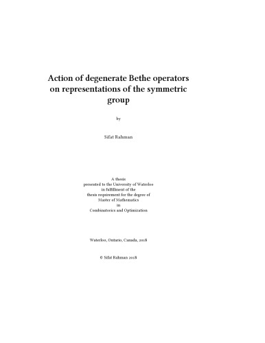 Action of degenerate Bethe operators on representations of the symmetric group [PhD thesis]