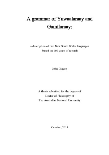 A Grammar of Yuwaalaraay and Gamilaraay