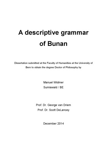 A Descriptive Grammar of Bunan