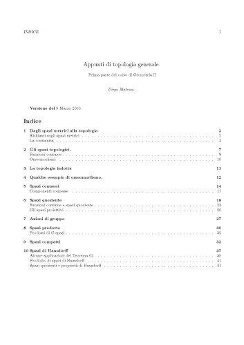 Appunti di topologia generale (corso di Geometria II, 2010)