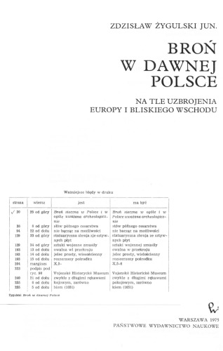 Broń w dawnej Polsce na tle uzbrojenia Europy i Bliskiego Wschodu