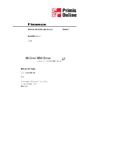 Fundamentals of Corporate Finance