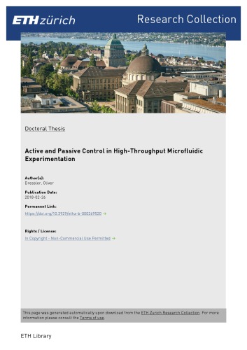 Active and passive control in high-throughput microfluidic experimentation [doctoral thesis]