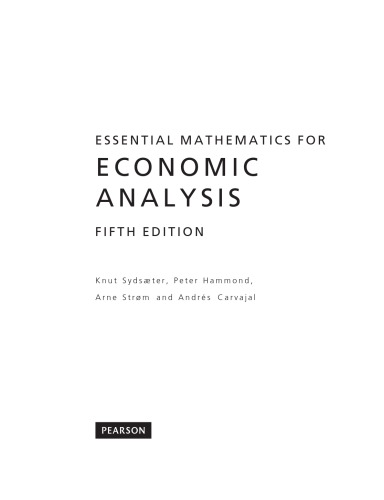 Essential Mathematics for Economic Analysis